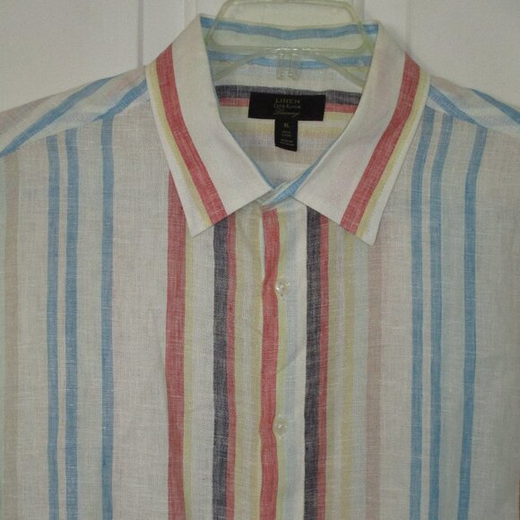 Macy's Club Room Mens L/S Rainbow Linen Stripe Resort Wear Casual Shirt NWOT- XL - Picture 1 of 4